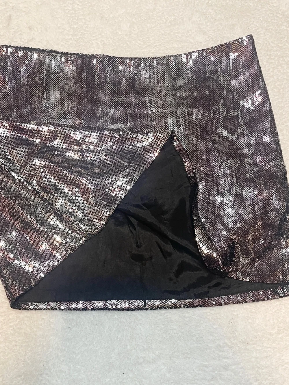 Oh Boy! Snakeskin Print Sequin Party Event Cocktail Mini Skirt Women's Large‎